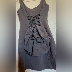 Betsey Johnson bustle corset grey knit flower Dress